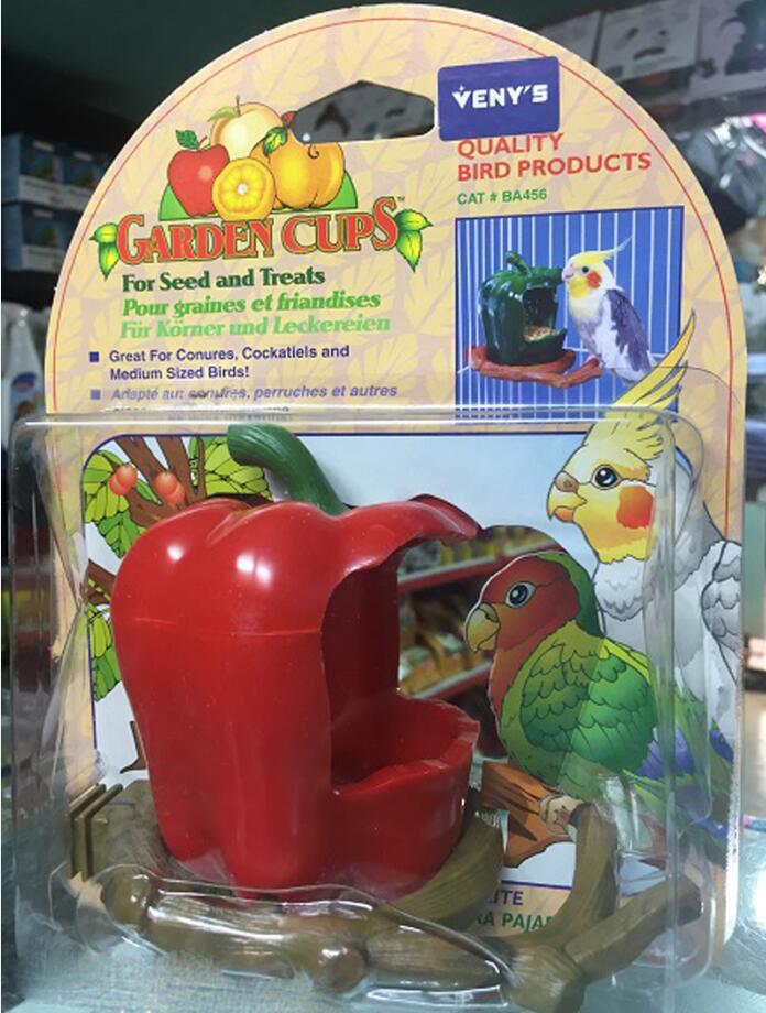 Forma original de fruta, copa de pájaro para alimentación, alimentador de aves de corral para jardín, alimentadores de mascotas, contenedor de comida, cuencos para beber, alimentador para pájaros: Red chili