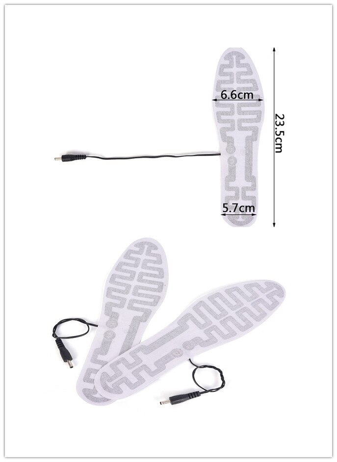 Ett par usb oppvarmede innleggssåler til kvinner menn vinterfot varmere karbonfiber varmeelement til sko vanntett varmefilm