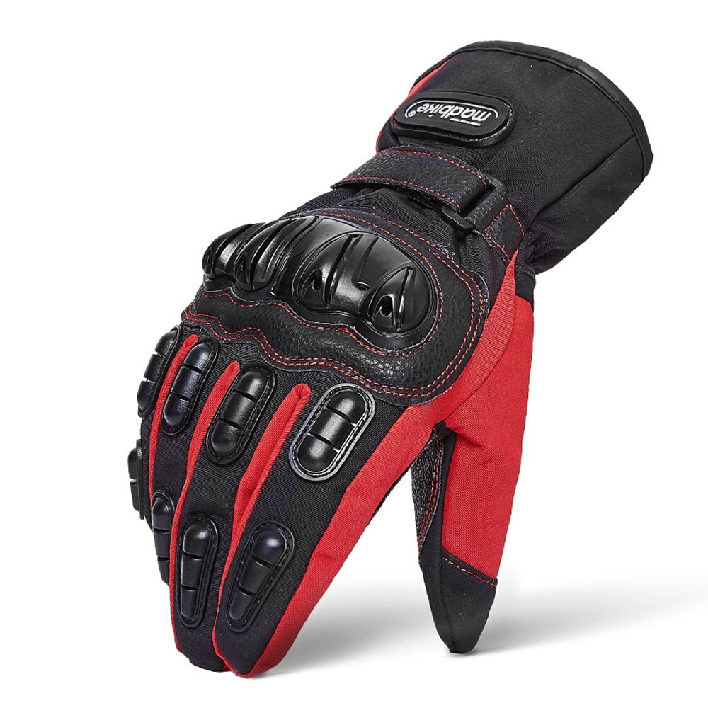 MADBIKE Winter Motorrad Handschuhe Touchscreen Wasserdicht Guantes Moto Handschuhe Thermische Vlies Gefüttert Motorrad Reiten Handschuhe: verrückt-15 rot / XXL