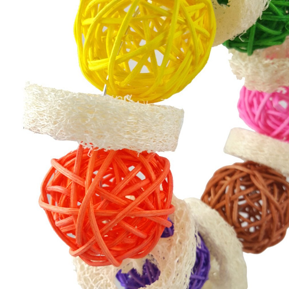 Wooden Parrot Swing Rattan Ball String Bird Toy Portable Bird Pet Supplies Parrot Biting Toy