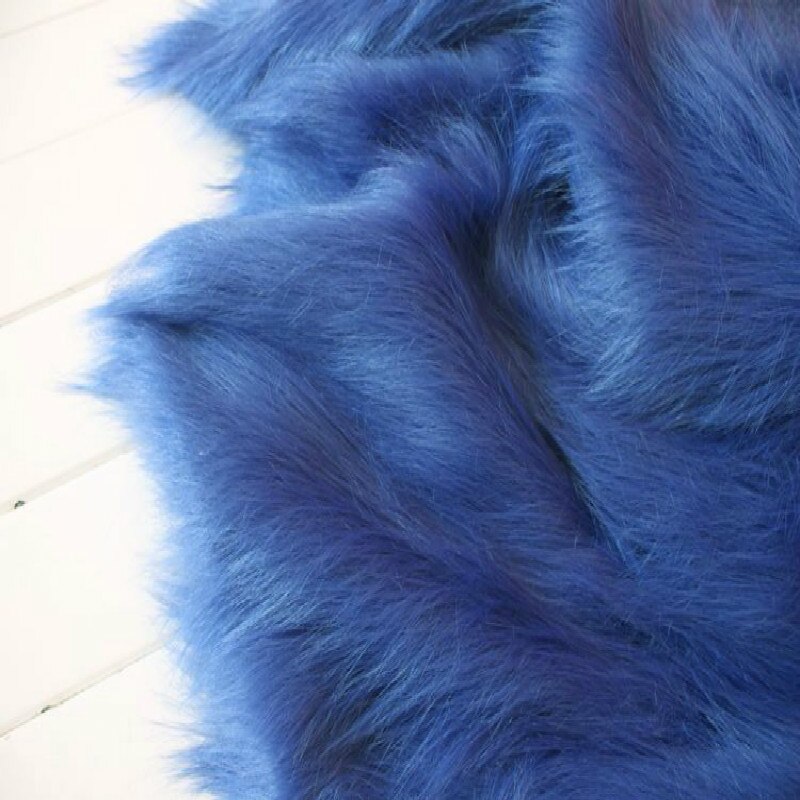 9Cm Royal Blue Pluche Fur Stof Voor Cosplay Teller Decoratie Display Achtergrond Doek Sieraden Pad Bont Stof 1Meter