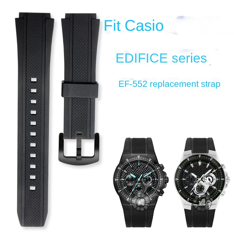 Voor Casio5119 EF-552S Peciale Siliconen Horloge Band Sport Waterdichte Siliconen Horloge Armband Bolle Mond 20Mm Zwart