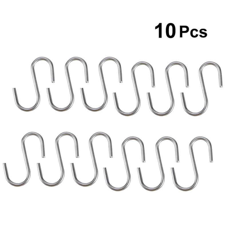 Ganchos en forma de S de 10 piezas, cierre de alambre de hierro resistente de acero inoxidable, perchas de utensilios, Perchero de puerta para cocina y hogar