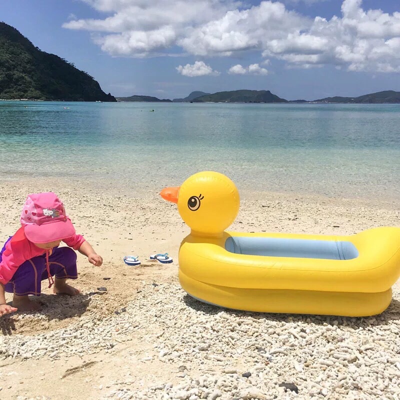 Bañera inflable de patos para bebés, bañera de ducha para el hogar, bote de piscina, para niños, Parque Acuático infantil, fila flotante, asientos de playa para niños