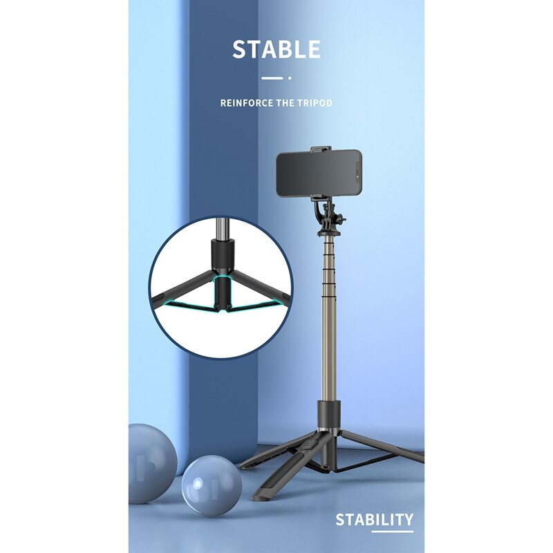 Kabelloser bluetooth-selfie-stick, tragbarer, multifunktionaler handyhalter, faltbares mini-stativ für ios und android