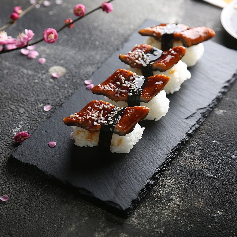 Japanse sushiborden, westerse leisteen borden, rechthoekig, vierkant, rond, steak, barbecueborden, pizza, platte fruitborden, voedselschalen