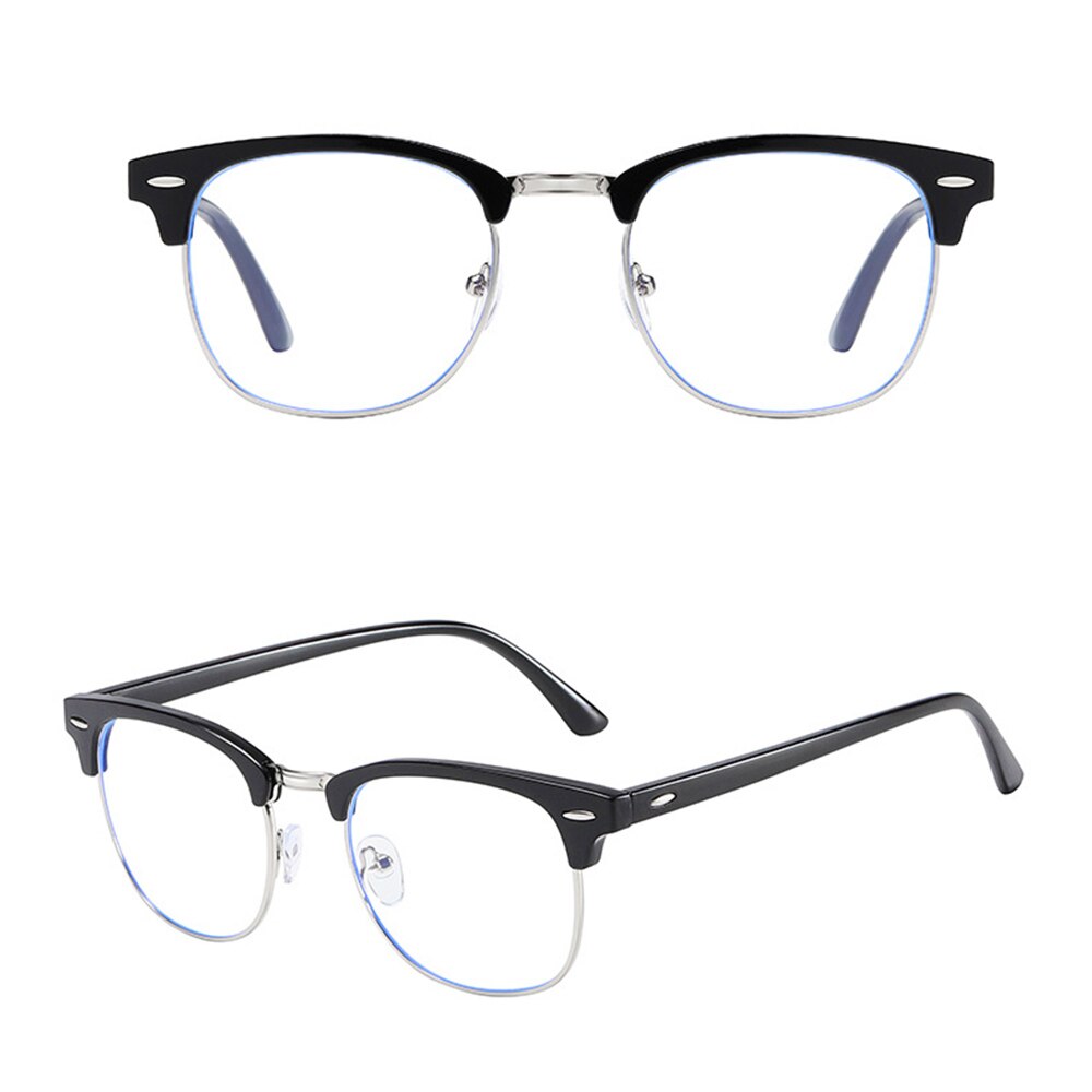 Anti-blauw licht bril heren retro vierkante fotochromatische computerbril dames schadelijke licht blokkerende bril mannelijke verkleuring: Zwart zilver