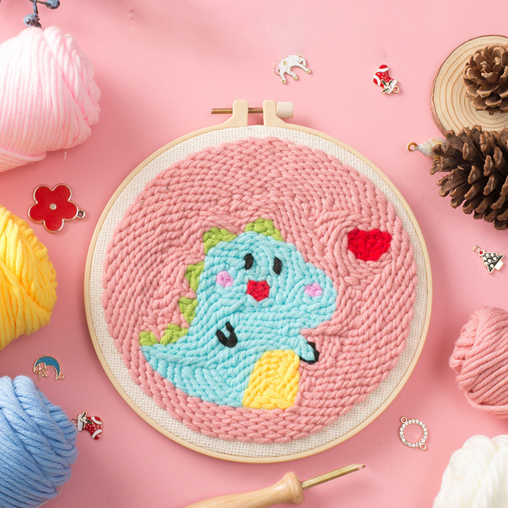 Embroidery Punchneedle Kit W/ Hoop Cross Stitch Set Punch Needle Embroidery For Handmade Beginner Decor: 16