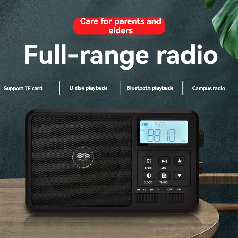 Y45A-Radio de Internet portátil, la mejor recepción, Radio FM Bluetooth, altavoz, pantalla LCD, soporte, despertador, temporizador de sueño