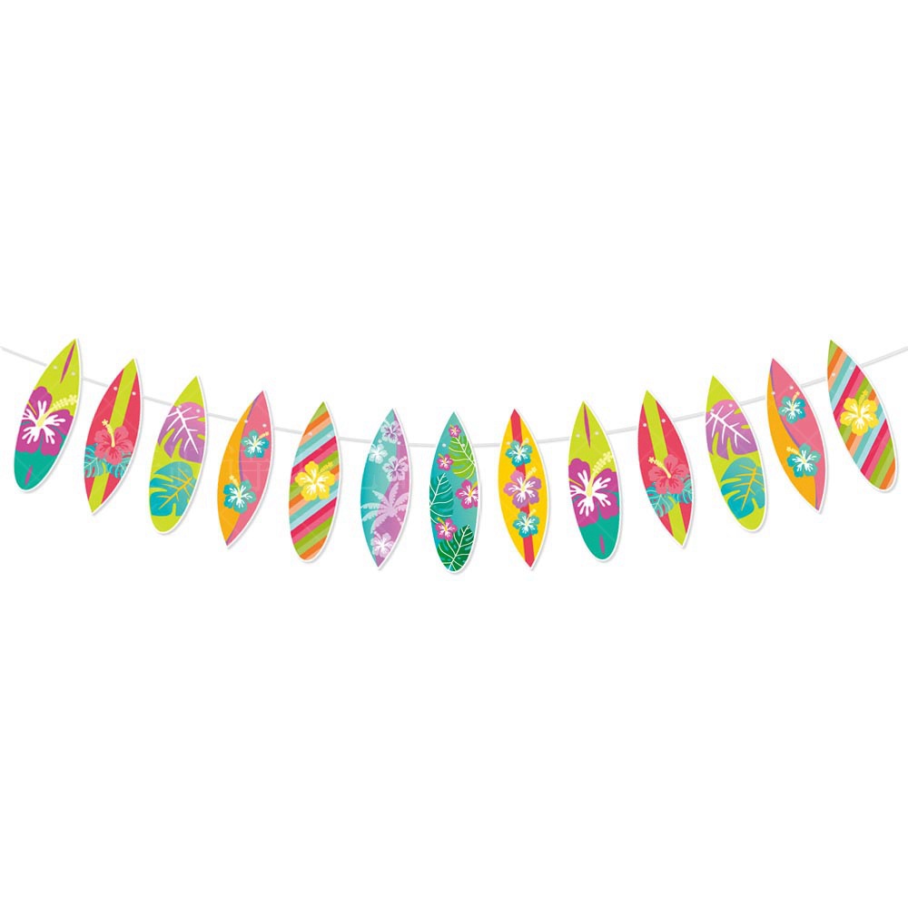 Hawaiiansk dekoration banner sommer strand guirlander flamingo blomst fugl fødselsdag papir guirlande glad aloha luau fest banner: Myntegrøn