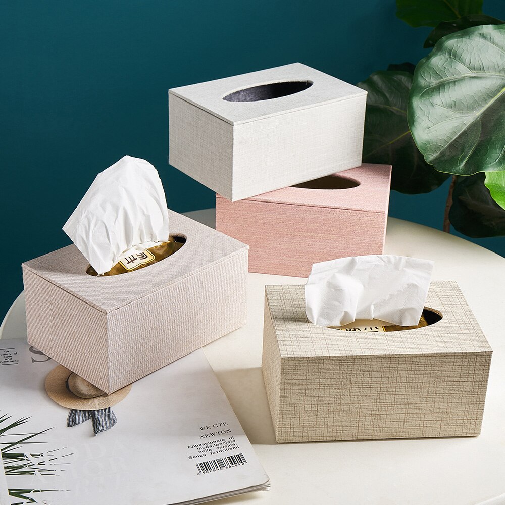 Scandinavische waterdichte tissueboxen kameraccessoires woonkamer salontafel servet papier leer textuur tissuebox