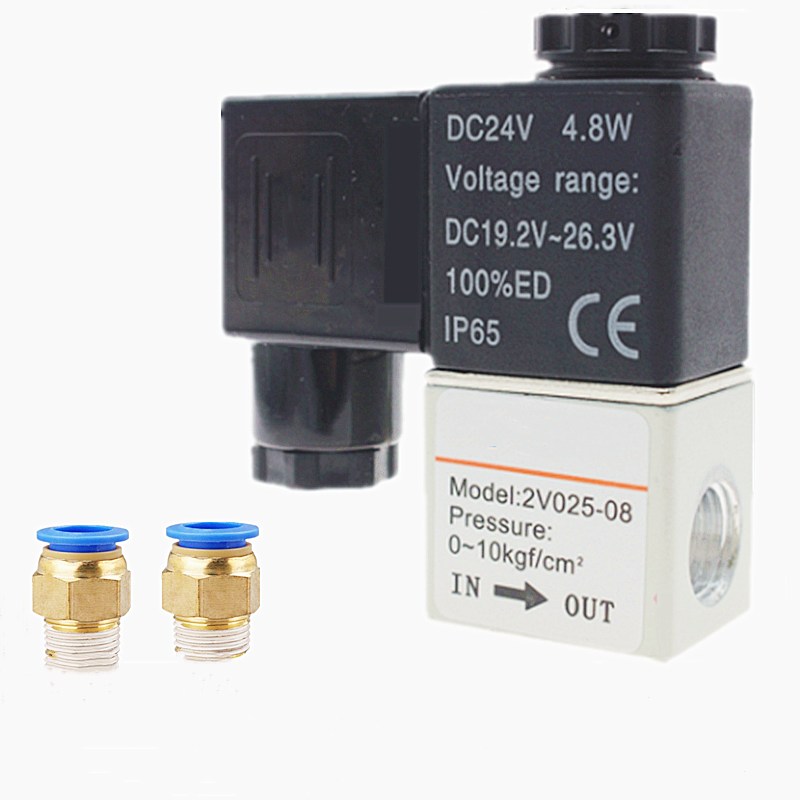 12v 24v 220v pneumatisches elektrisches magnetventil, 2 positionen , 2 anschlüsse, normalerweise geschlossen, luftmagnetventil , 6mm 8mm schlauchanschluss