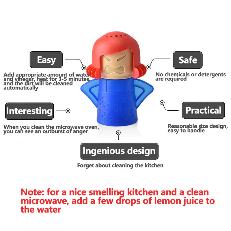 1PCS Angry Mama Mom Microwave Cleaner Oven Steam Easily Cleans Microwave Appliances for The Kitchen Refrigerator Cleaning Tools