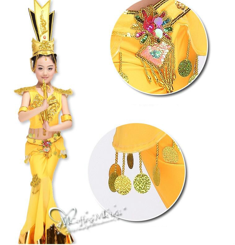 Kinderen Avalokitesvara prestaties kleding voor meisjes kostuums dans kleding klassieke dans Feitian