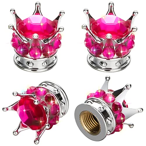 4 Pcs Crown Tire Valve Stem Caps Bling Crystal Rhinestone Universal Chrome Crown Vehicle Car Tire Caps Covers Autos Accesorios: Orange