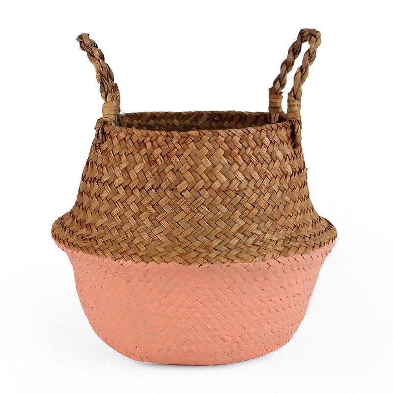 14 Colors Panier Osier Foldable Handmade Storage Basket Wicker Rattan Seagrass Straw Flower Pot Laundry Basket Cestas Mimbre: skin