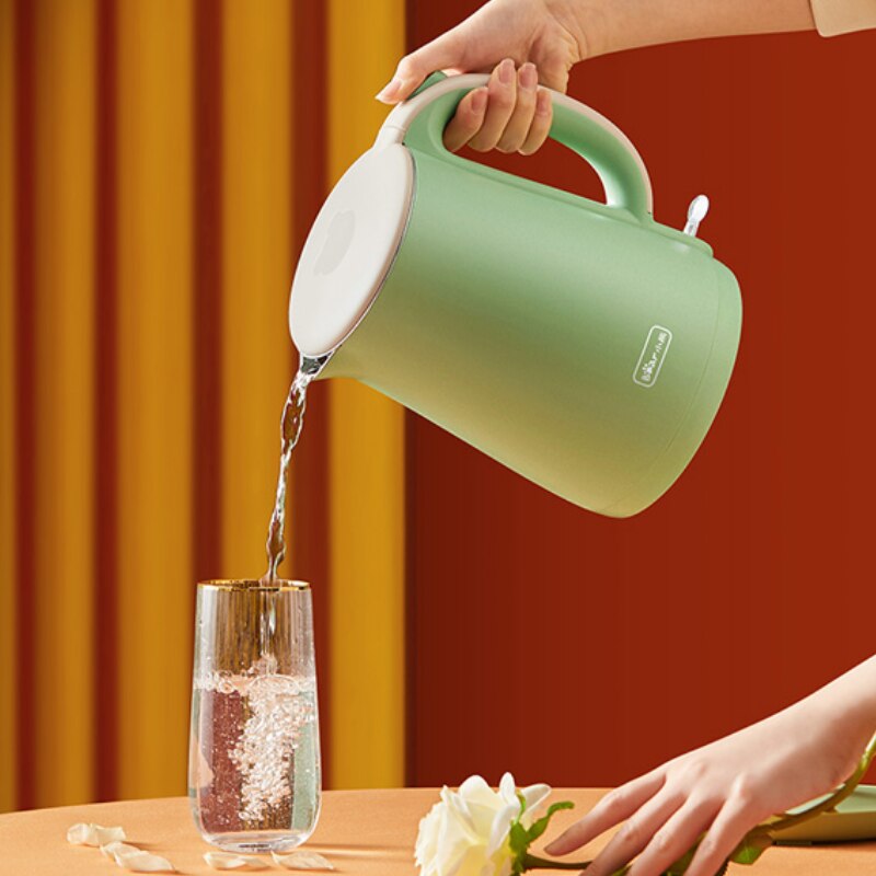 1.7L 304 Roestvrij Waterkoker Meter Huishouden Quick Verwarming Kokend Thee Pot Koffie 1800W Groene Beer ZDH-C17E1