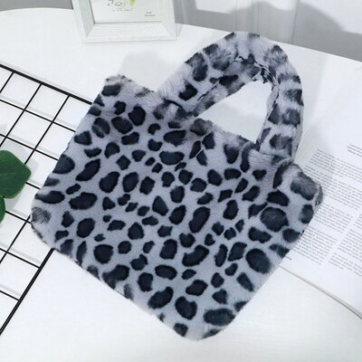 Nische Plüsch Tasche Weibliche Winter Flip Modische Leopard Messenger Frauen Schulter Tasche Mädchen Tote Tasche Pelzigen Flauschigen: Leopard E-S3