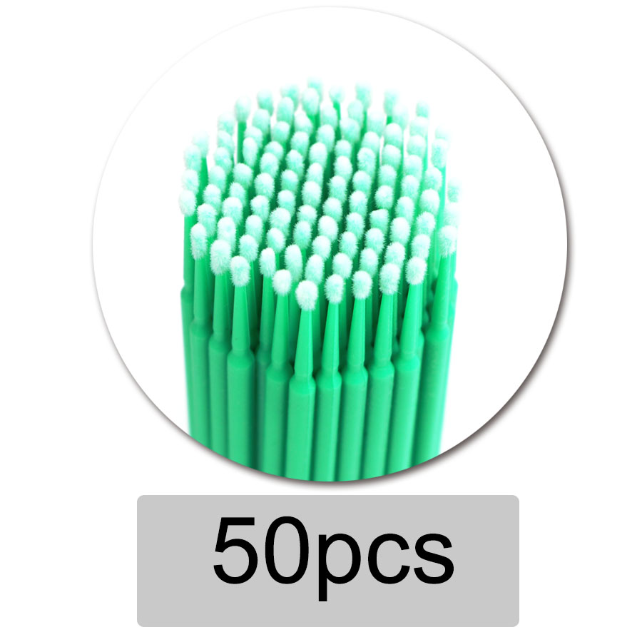 50pcs Disposable MicroBrush Eyelashes Extension Individual Lash Removing Swab Micro Brush For Eyelash Extension Tools: 50 pcs green
