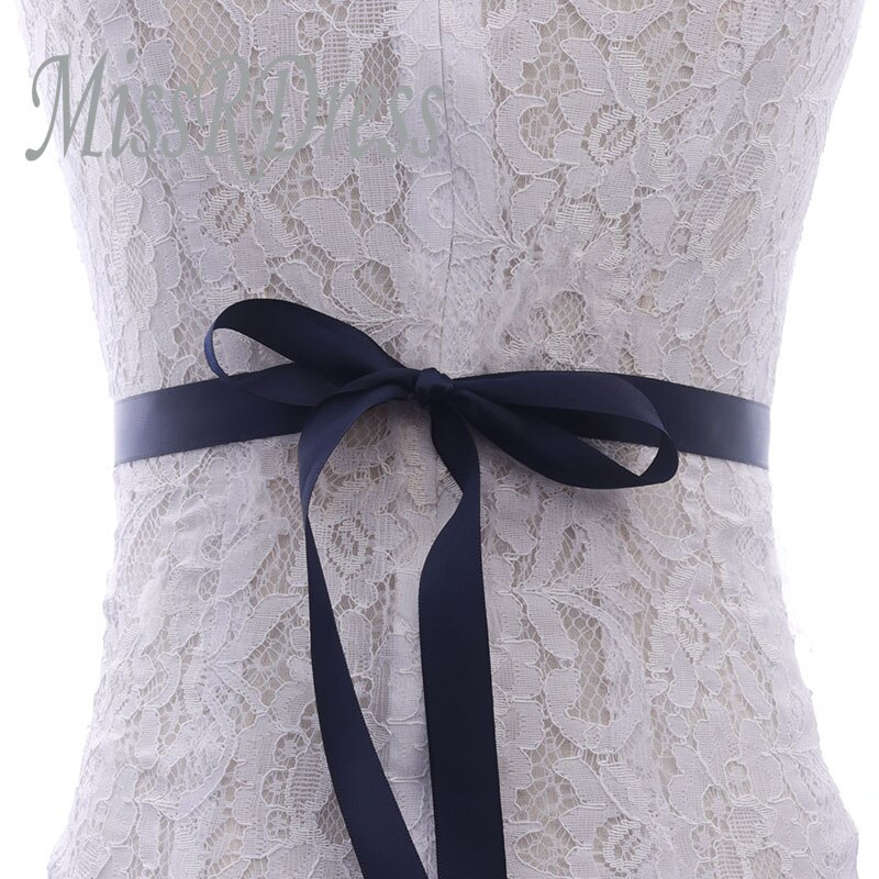 MissRDress dżetów pas ślubny Handmade perły ślubne pas złoty kryształ szarfa do sukni ślubnej dla Bridal akcesoria JK834: navy blue