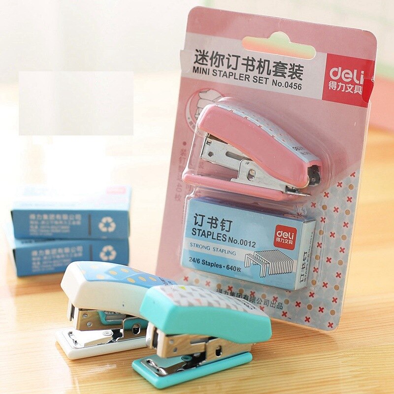 Mini stapler Set + No.10 staples office supplies stationery paper clip binding binder binder