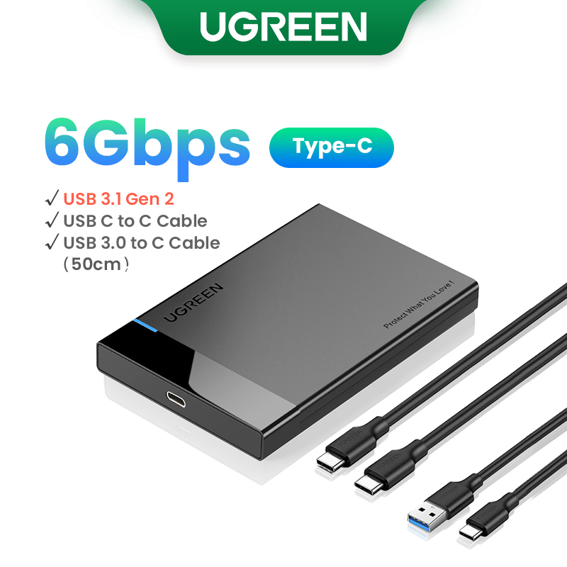 Ugreen hårddiskhölje 2.5 -tums sata till usb 3.0- hårddiskhölje för ssd-disk hårddiskbox usb  c 3.1 gen 2- hölje externt hårddiskhölje