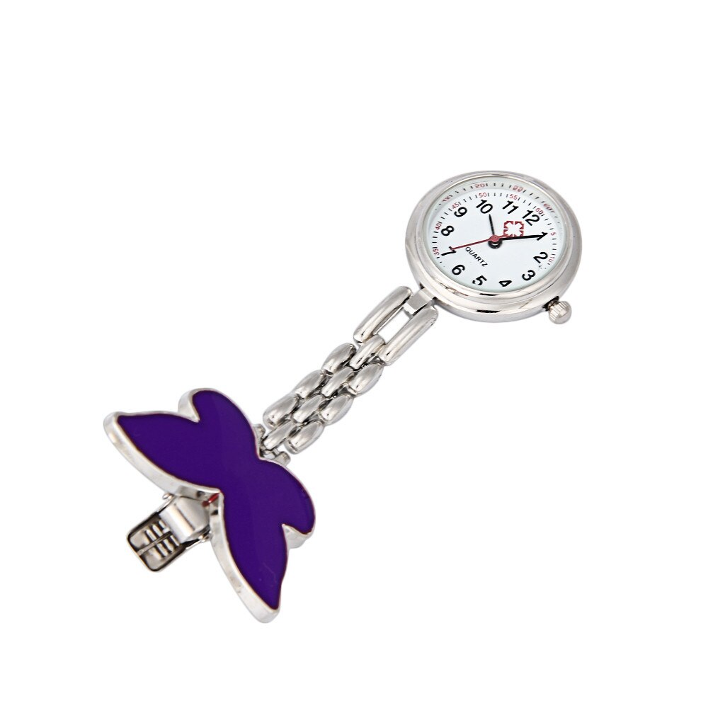 Mode Vlinder Verpleegster Arts Horloges Clip-On Fob Broche Hanger Opknoping Horloge Zakhorloge Relogio Feminino Klok: E