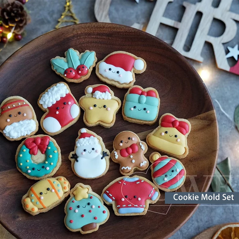 Di Natale mini Simpatico Pupazzo di Neve Pan di zenzero uomo Stampo per Biscotti Riutilizzabile 3D cartone animato Fondente Biscotto stampatore Cottura Torta Decorazione Strumenti