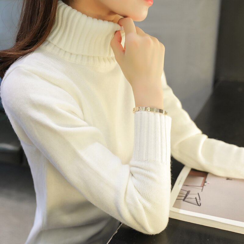 Autumn Winter Women Turtleneck Sweater Pullover Ladies Shirt Slim Casual Tops Warm Clothing Female Knitted Sweater