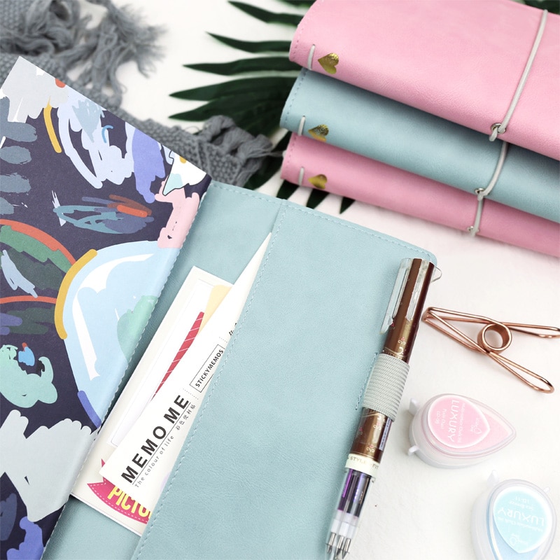 Jamie Notes Flipped Leather Traveler's Notebook Bandaged Journals and Notebooks Midori Refillable Planner School Stationery