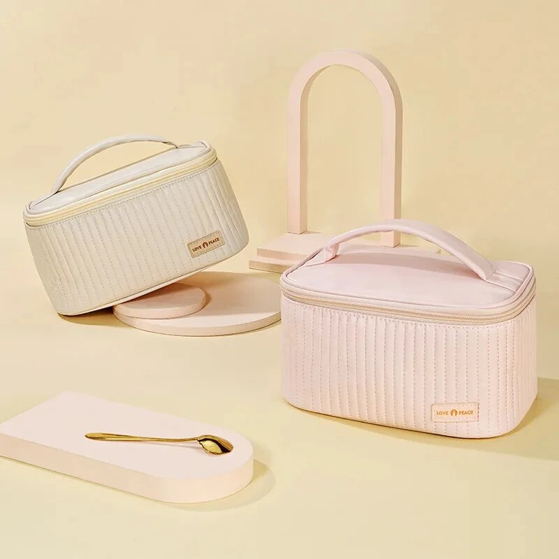 Sacos de maquiagem para mulheres viagem produtos de higiene pessoal bonito casos saco portátil cor sólida organizador de maquiagem caixa saco cosmético neceser couro do plutônio