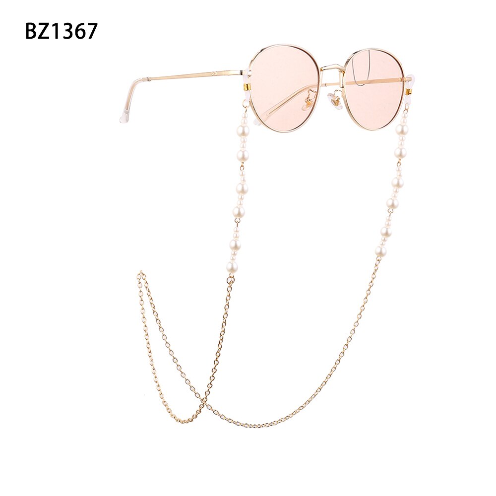 70cm damesbrilkettingen zonnebril leesbril kralen ketting blad brillen koordhouder goud zwart nekband touw: Bz1367