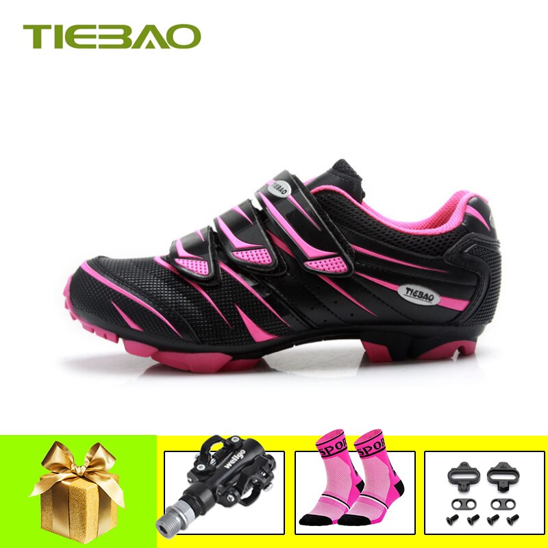 Tiebao Frauen Radfahren Schuhe Sapatilha Ciclismo Mtb SPD Pedale Sneaker Atmungsaktive selbst-Verriegelung Reiten Fahrrad Weibliche Mtb Schuhe