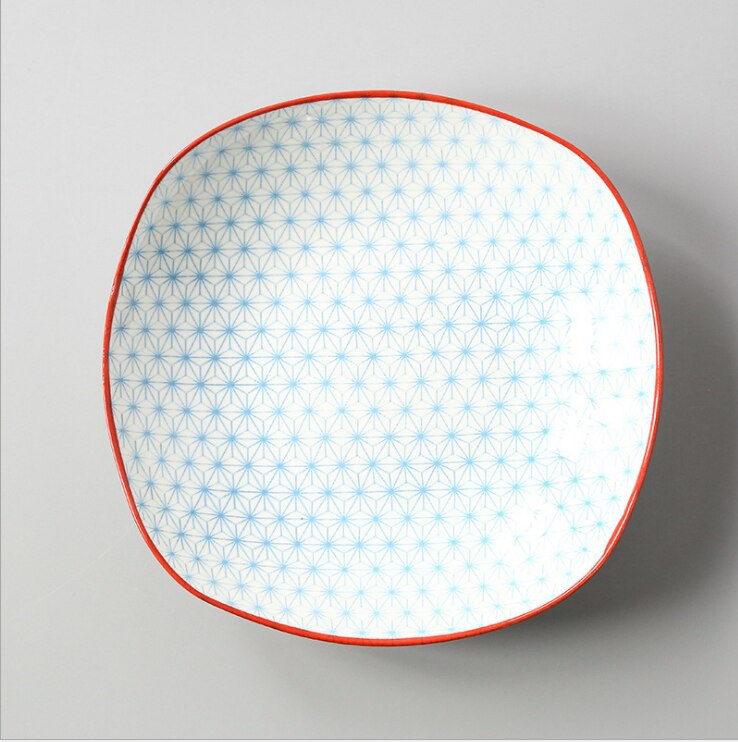 Japanese 8-inch Square Ceramic Dish Glaze Color Simple Household Serving Dish Salad Plate Dinner Plates For Kitchen Utensils: 4