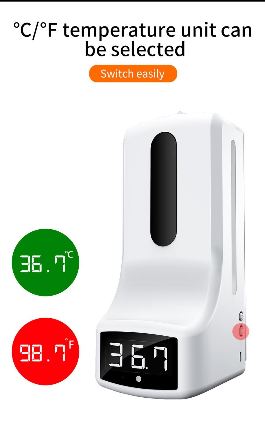 Body Temperature Test and Automatic Induction Detection Wash Free Hand Sanitizer dispenser Thermometer