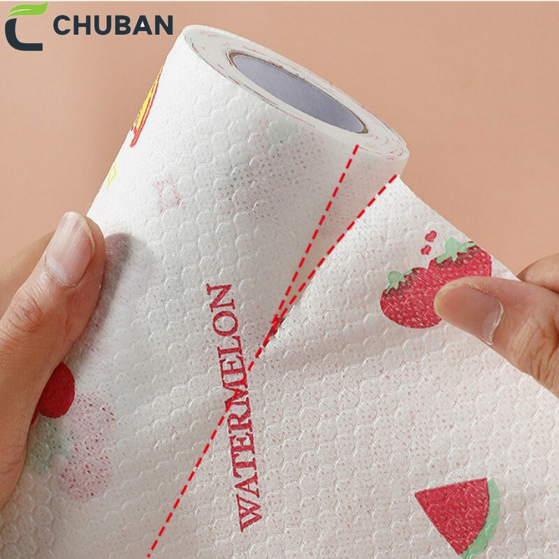 CHUBAN Convenient 50pcs/roll Clean Paper Kitchen Dishcloth Oil Absorbent Paper Towel Wet Dry Dual Purpose Dish Towe Lazy Rag A23