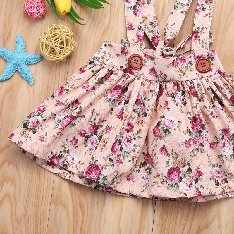 Kids Skirts For Girls Spring Floral Girls Toddler Baby Girls Floral Party Princess Bib Strap Skirt Outfits