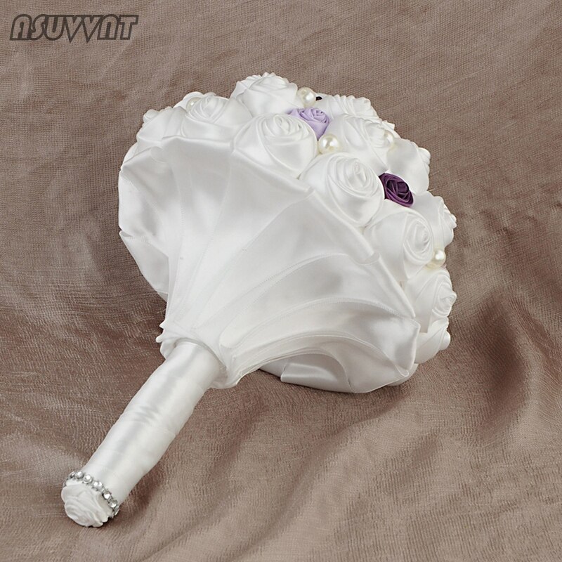 Mode Bruiloft Boeket Kunstbloemen Paars Boeket Parel Bloemen Bruidsmeisje Boeket Bruiloft Broche Boeket Voor Party