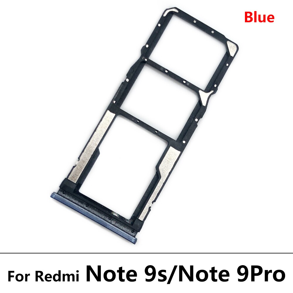 Nueva bandeja Sim para Xiaomi Redmi Nota 9 soporte para tarjeta Sim bandeja de recambio de soporte de ranura partes para Xiaomi Redmi Nota 9 S Nota 9 Pro: Note 9s Blue