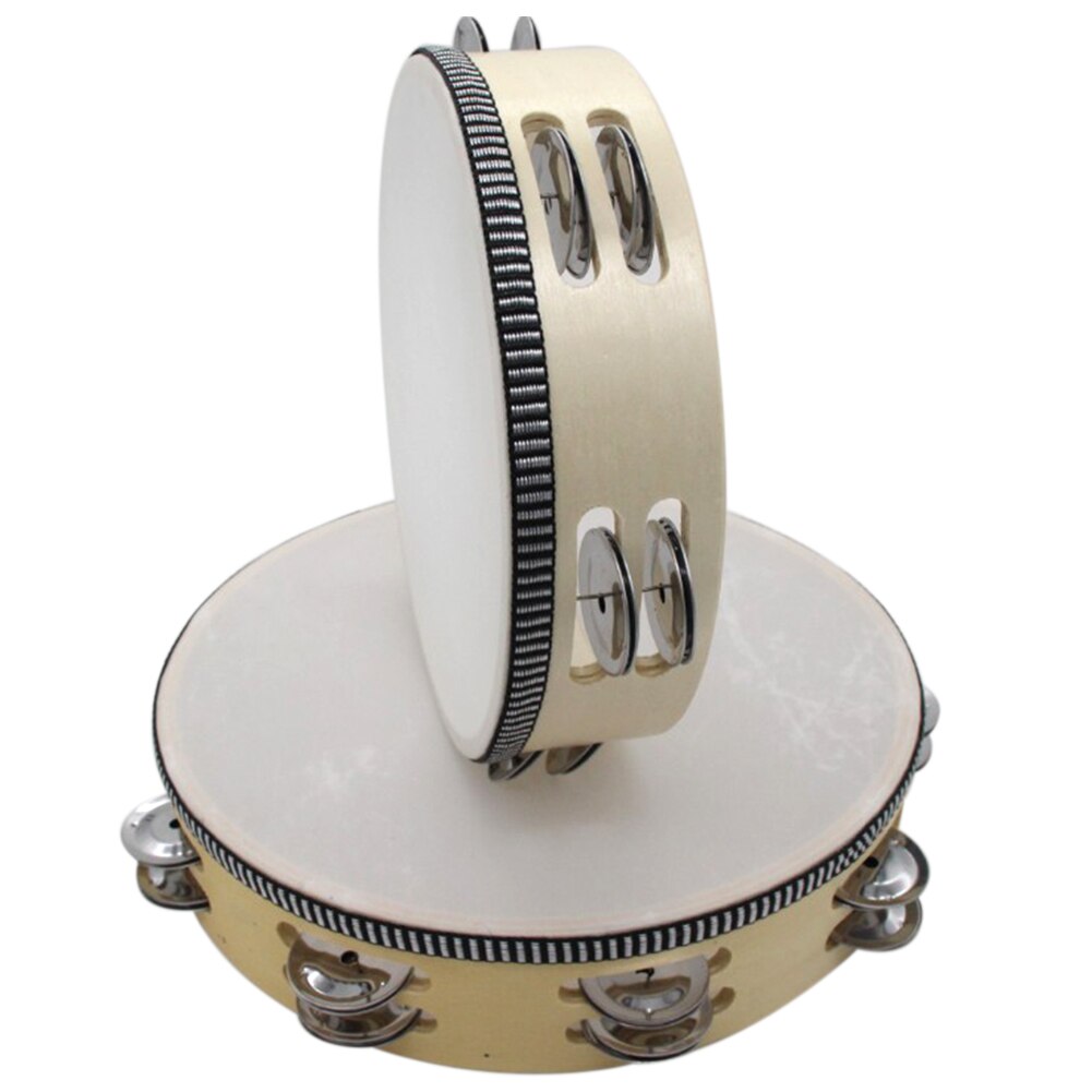 Wood Tambourine Educational Musical Instruments Party 8inch 10inch Jingles KTV Double Row Adult Handheld Dancing Kids