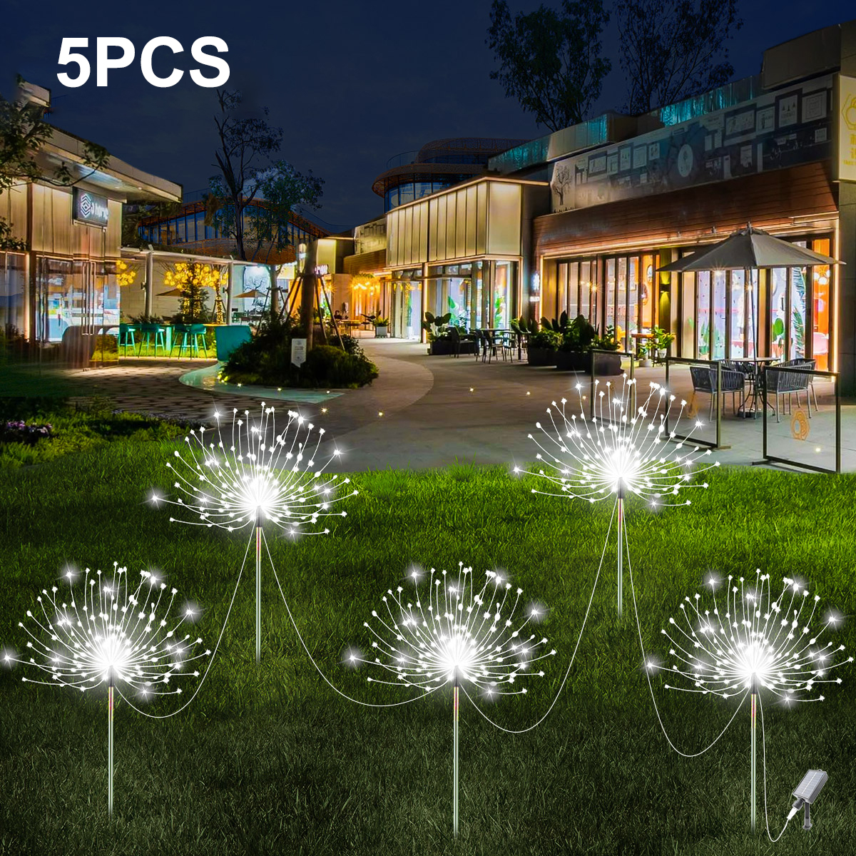 5 stuks 400 LEDS zonne-energie vuurwerk licht buiten zonne-licht waterdichte LED kerstverlichting 8 modi verlichting voor tuin gazon tuin: ROSE / 6-10W