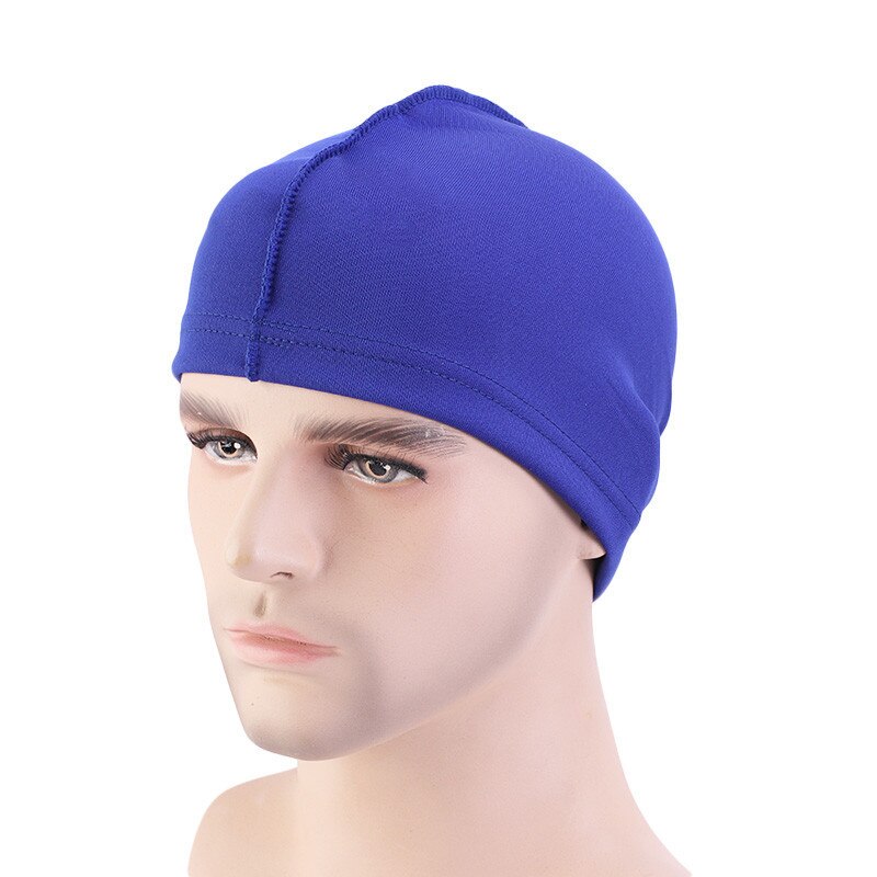 Unisex Solid Summer Satin Breathable Turban Hat Men Hip Hop Durags wave dome cap: Blue