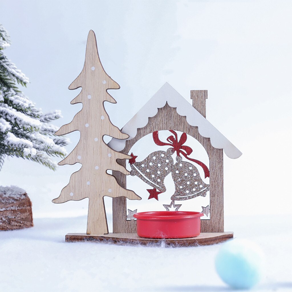 Velas para mesa de madera de Navidad Diy creativas, portavelas de madera, Decoración de mesa, vela, linterna, decoración del hogar #20: B