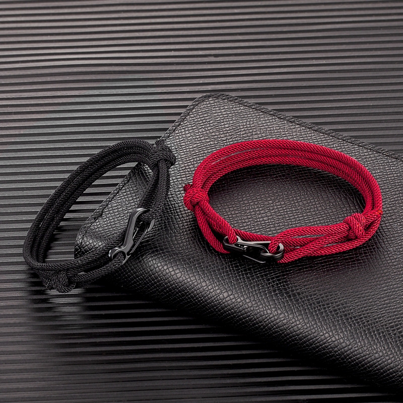 MKENDN-pulsera de cuerda de estilo náutico para hombre y mujer, brazalete minimalista de escalada, mosquetón, color azul oscuro, medianoche