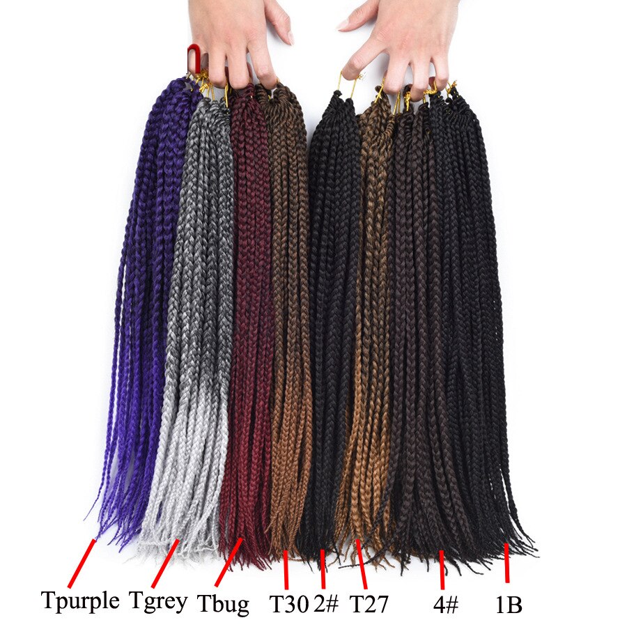 Ombre Crochet Hair Box Braids Synthetic Long Rainbow Pink Braiding Hair 22Strands Crochet Hair for African Braids