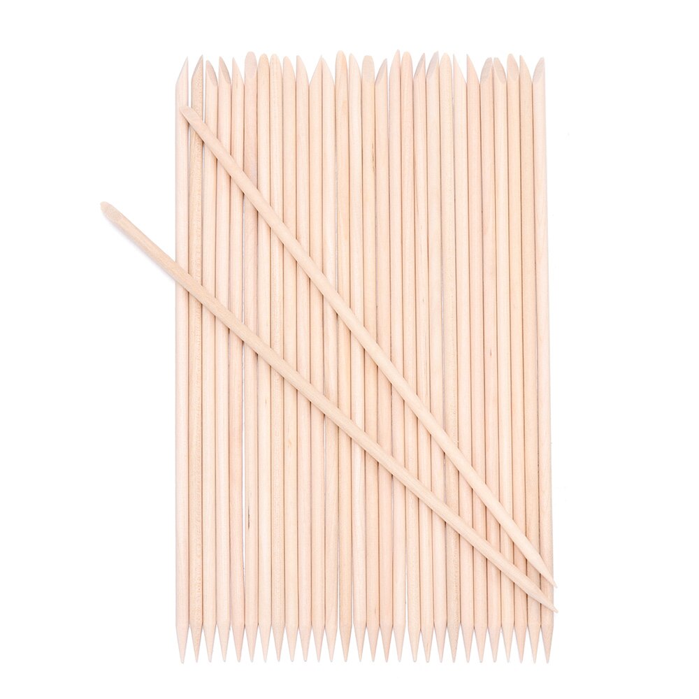10/30/50/100 pièces bois bâton cuticule dissolvant Orange double extrémité Nail Art conceptions pour manucure pédicure cuticule poussoir ongles outils: L-30pcs