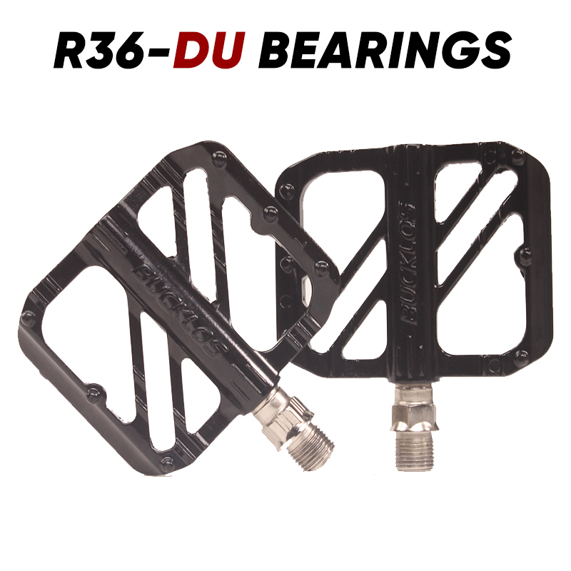 BUCKLOS-pedales de bicicleta con 3 rodamientos, ultraligeros, antideslizantes, CNC, pedales planos de aleación de aluminio, accesorios impermeables para bicicleta: Verde