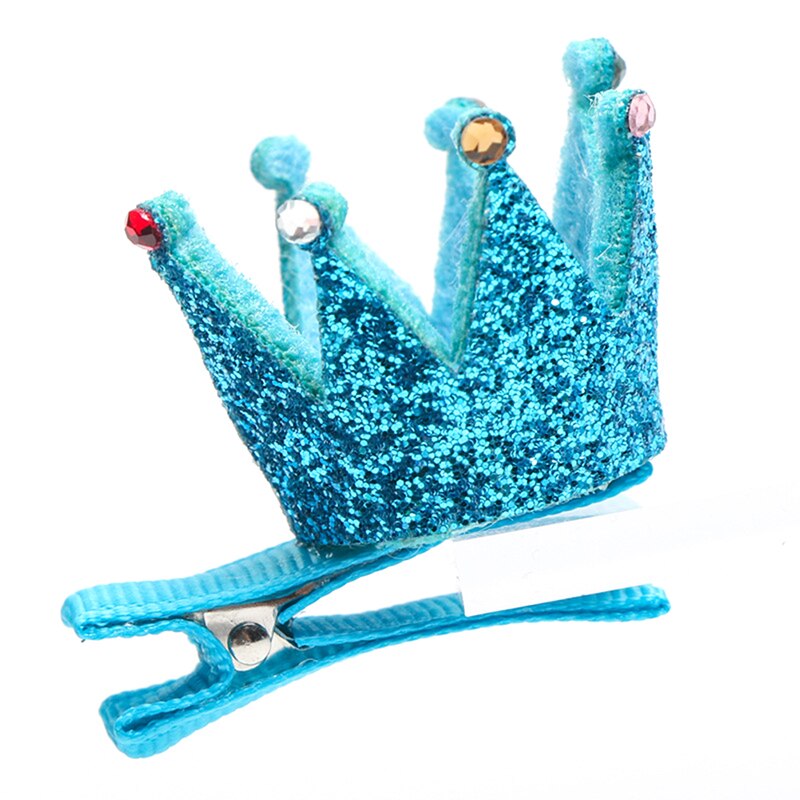 Pinzas para el pelo de corona de cuero sintético brillante, Mini horquilla de cumpleaños para niños, pasador de Tiara de princesa brillante rosa, plateado y dorado: BU
