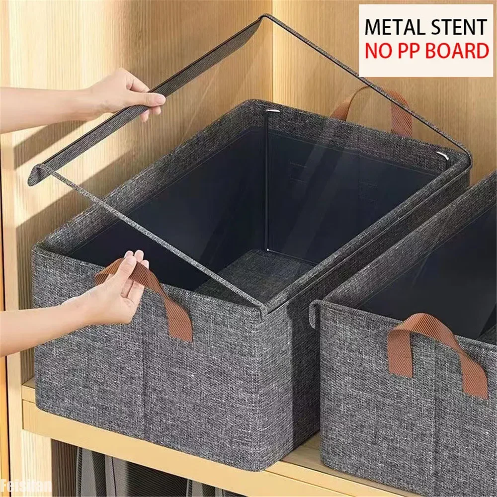 Caja de almacenamiento de ropa con tapa transparente, camiseta, pantalones, organizador de ropa interior, armario para dormitorio, cajones, ahorro de espacio: Gris claro
