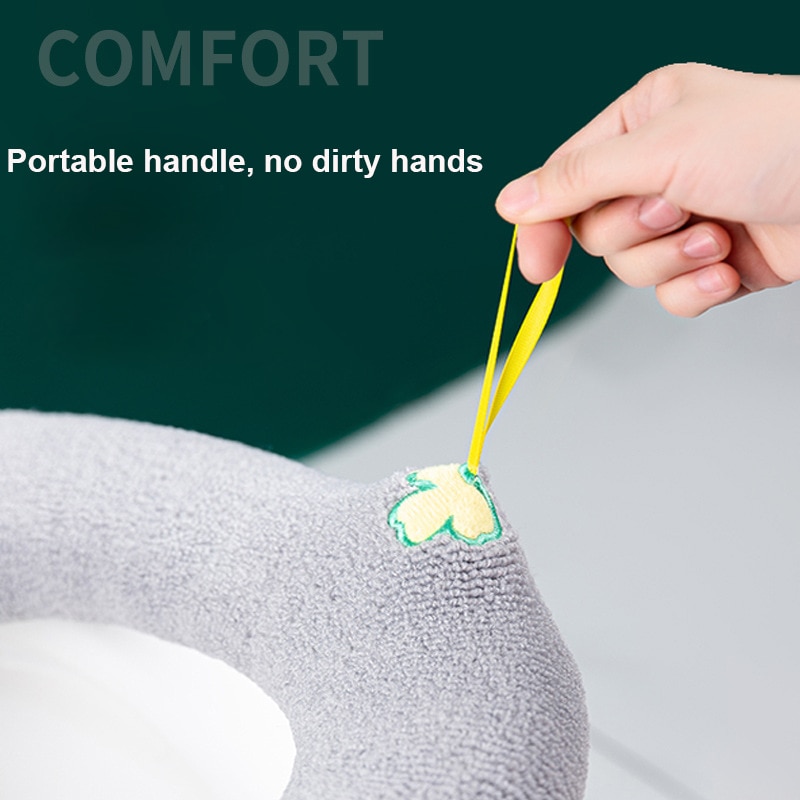 Universal Toilet Seat Thickened Mat Soft Warm Washable Bathroom Toilet Seat with Handle Closestool Mat Seat Case Toilet Lid